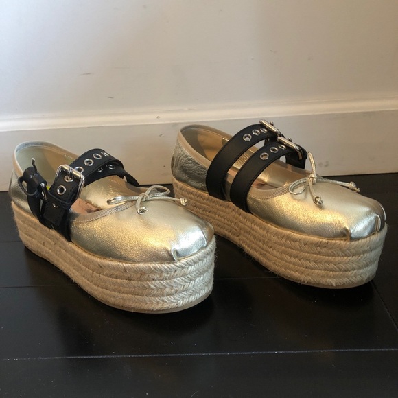 ❣️sold❣️Miu Miu Gold ballet flat Form espadrilles - Picture 8 of 14